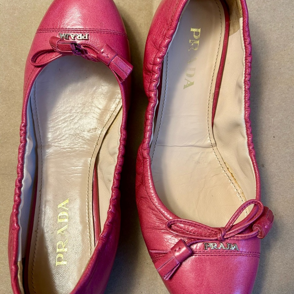 Prada Fuchsia Leather Ballerina Flats